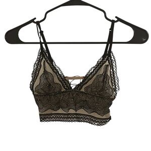 Victoria's Secret Black and Cream Lace Bralette